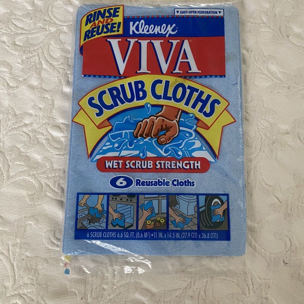 Kleenex Viva Scrub Reusable Cleaning Cloths 6 Pack Home Kitchen Auto NEW 1996